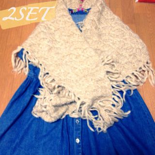 ハンジロー(HANJIRO)のデニムワンピ＊ストール 2SET(ひざ丈ワンピース)