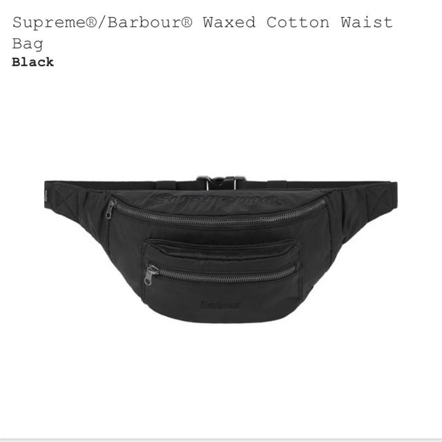 黒　supreme Barbour Waxed Cotton Waist Bagウエストポーチ