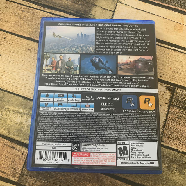 PlayStation4(プレイステーション4)のGrand Theft Auto V 北米版 エンタメ/ホビーのゲームソフト/ゲーム機本体(家庭用ゲームソフト)の商品写真