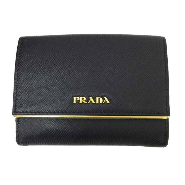 財布プラダ PRADA サフィアーノ  Wホック財布 ブラック