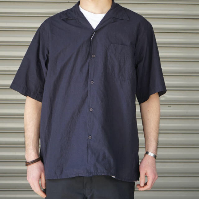 COMOLI タイプライター オープンカラー 半袖シャツ