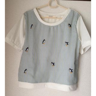 レイカズン(RayCassin)のRay cassin ペンギン刺繍 ストライプTシャツ(Tシャツ(半袖/袖なし))