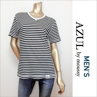 アズールバイマウジー(AZUL by moussy)のAZUL by moussy コットン ボーダー Vネック Tシャツ メンズ(Tシャツ/カットソー(半袖/袖なし))