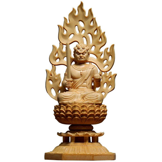 仏像 不動明王 木彫り 置物 厄除け 縁起物 開運 金運 八角台座 仏像 不動明王 木彫り 置物 厄除け 縁起物 開運 金運 八角台座