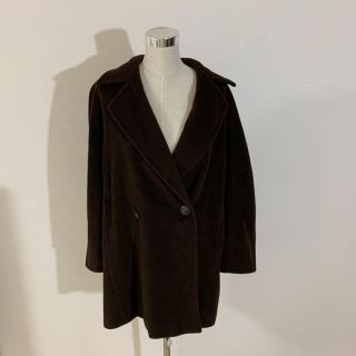 マックスマーラ(Max Mara)のマックスマーラ  コート　2つボタン　ブラウン　白タグ　カシミヤ 入り(ロングコート)