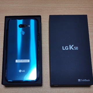 エルジーエレクトロニクス(LG Electronics)のLG K50 スペースブルー　新品同様 送料込み(スマートフォン本体)