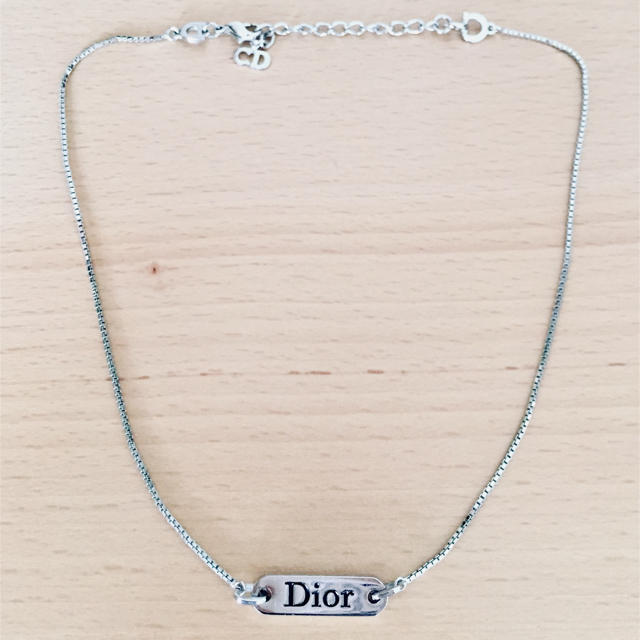 【Christian Dior】ディオールプレートネックレス ロゴ シルバー