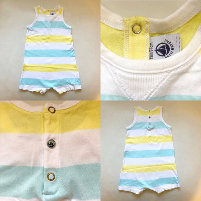 PETIT BATEAU(プチバトー)のプチバトー☆ノースリーブロンパース2枚セット☆12m74cm キッズ/ベビー/マタニティのベビー服(~85cm)(ロンパース)の商品写真