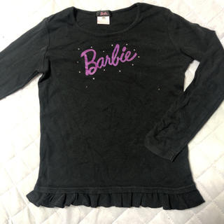 バービー(Barbie)のBarbie フリル裾が可愛いラインストーンTシャツ 黒(Tシャツ/カットソー)
