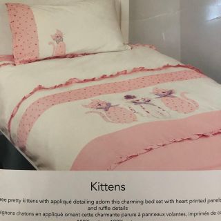 ローラアシュレイ(LAURA ASHLEY)の【新品 未使用】ローラアシュレイ duvet かけ布団 枕 カバー ネコ ピンク(シーツ/カバー)