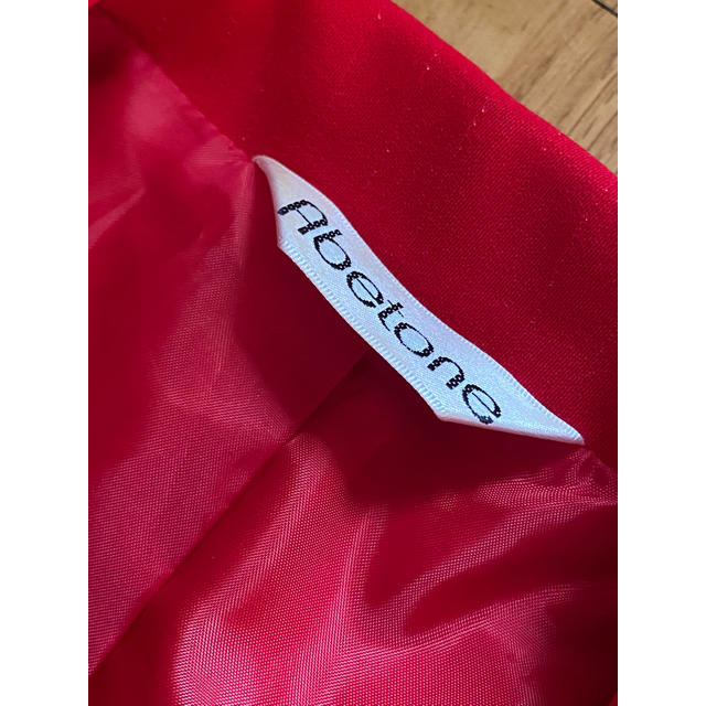 綺麗な赤✖️銀ラメ細ストライプ長袖２ピーススーツ レディースのフォーマル/ドレス(スーツ)の商品写真