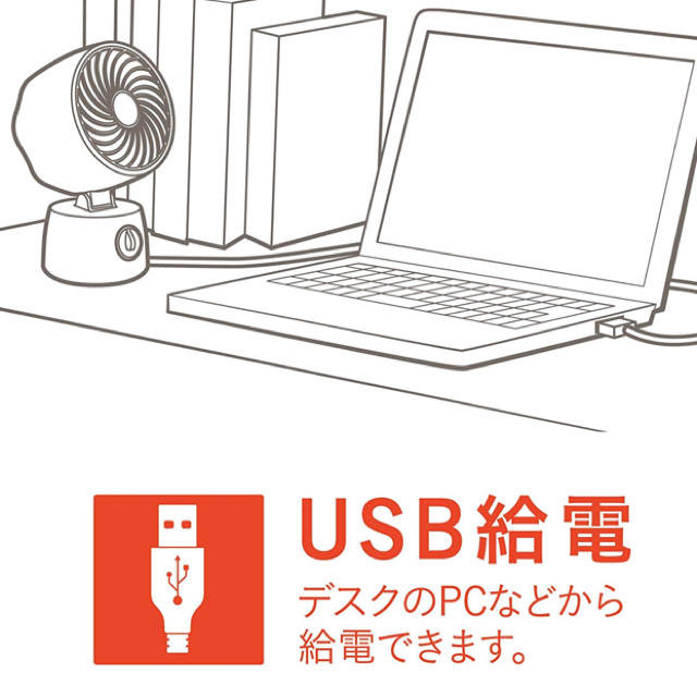 ドウシシャ(ドウシシャ)のドウシシャ USB サーキュレーター 風量2段階 卓上扇風機 USB扇風機 スマホ/家電/カメラの冷暖房/空調(扇風機)の商品写真