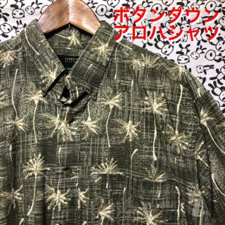 古着/送料込/CAMBRIDGE/総柄ボタンダウンアロハシャツＬハワイアン/17(シャツ)