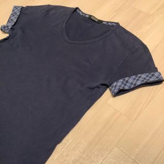 バーバリー(BURBERRY)のBurberry バーバリー Vネック Tシャツ ネイビー(Tシャツ/カットソー(半袖/袖なし))