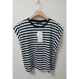 ザラ(ZARA)の今季新品 ZARA ザラ ワイドスリーブ ボーダー Tシャツ トップス(Tシャツ(半袖/袖なし))