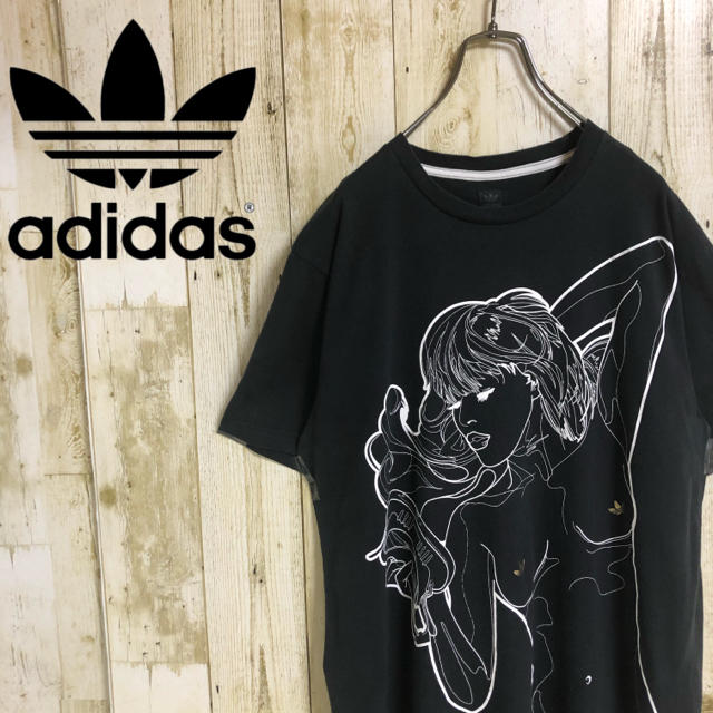 adidas(アディダス)のアディダスオリジナルス トレフォイル セクシー女性 プリント Tシャツ XL相当 メンズのトップス(Tシャツ/カットソー(半袖/袖なし))の商品写真