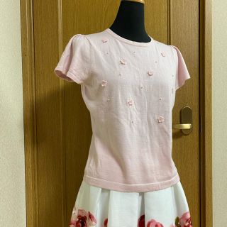 エムズグレイシー(M'S GRACY)のすずちゃん様専用です。極美品お花モチーフパール付ほわほわ柔らかニット(ニット/セーター)