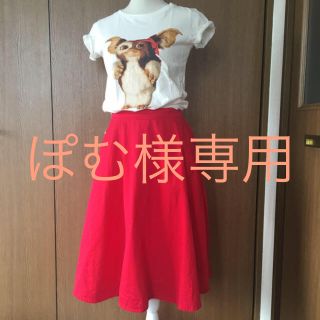 ダブルクローゼット(w closet)のWclosetレッドフレアスカート(ひざ丈スカート)