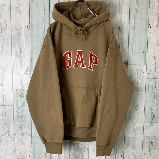 GAP(ギャップ)の【グッドカラー】古着 ギャップ 90s デカロゴ ゆるダボ パーカー ベージュ メンズのトップス(パーカー)の商品写真