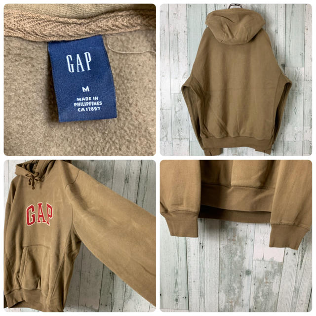 GAP(ギャップ)の【グッドカラー】古着 ギャップ 90s デカロゴ ゆるダボ パーカー ベージュ メンズのトップス(パーカー)の商品写真