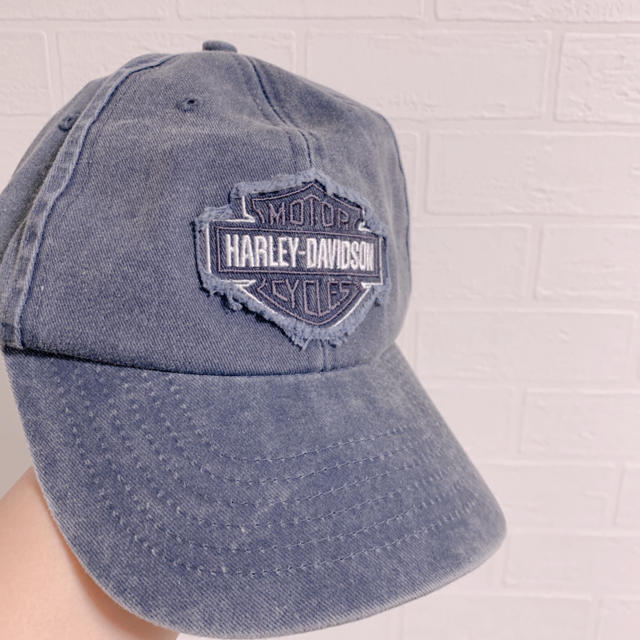 Harley Davidson(ハーレーダビッドソン)の【HARLEY-DAVIDSON】グレーブルーデニム キャップ ワンサイズ 美品 メンズの帽子(キャップ)の商品写真