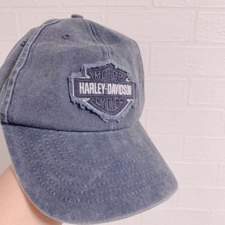 ハーレーダビッドソン(Harley Davidson)の【HARLEY-DAVIDSON】グレーブルーデニム キャップ ワンサイズ 美品(キャップ)