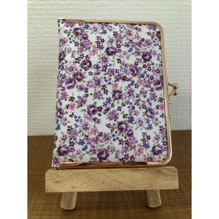 ◆chey様専用◆手帳ケース　紫花柄　手帳&ペン付き　がま口(その他)