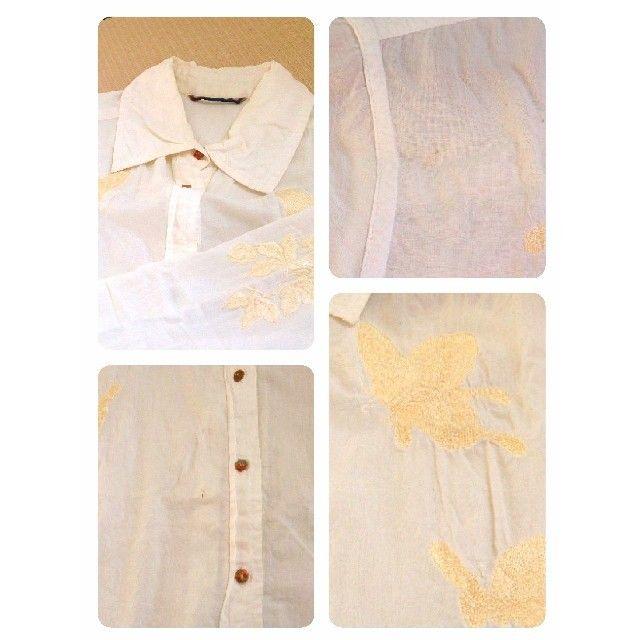 【処分価格】シャツ 古着 刺繍 白 ホワイト 金 ゴールド メンズのトップス(シャツ)の商品写真