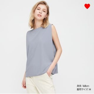 ユニクロ(UNIQLO)のユニクロ　クレープジャージーT　ノースリーブ　Mサイズ(シャツ/ブラウス(半袖/袖なし))