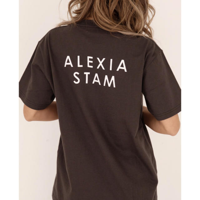 ALEXIA STAM(アリシアスタン)の限定　ALEXIA STAM アリシアスタン Tシャツ　チャコール/ホワイト　 レディースのトップス(Tシャツ(半袖/袖なし))の商品写真
