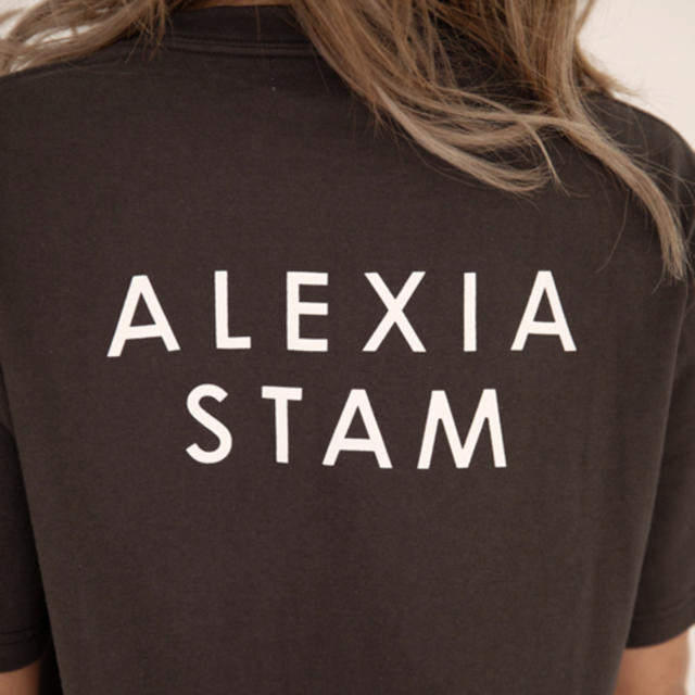 ALEXIA STAM(アリシアスタン)の限定　ALEXIA STAM アリシアスタン Tシャツ　チャコール/ホワイト　 レディースのトップス(Tシャツ(半袖/袖なし))の商品写真