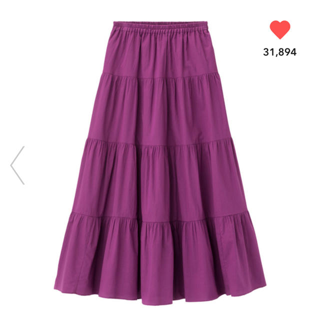 GU(ジーユー)の新品タグ付き GU ティアードフレアロングスカート パープル Mサイズ レディースのスカート(ロングスカート)の商品写真