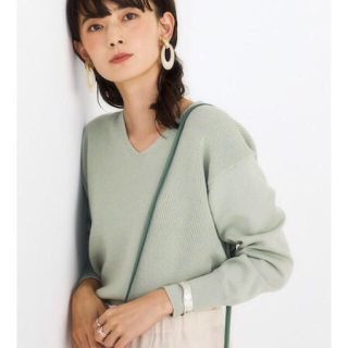 ユナイテッドアローズグリーンレーベルリラクシング(UNITED ARROWS green label relaxing)の☆新品☆ グリーンレーベルリラクシング カタアゼ × テンジク Vネック ニット(ニット/セーター)