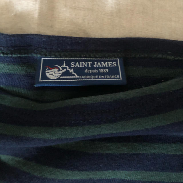 SAINT JAMES(セントジェームス)のセントジェームス　ボーダーバスクシャツ　中古美品ネイビー×グリーン レディースのトップス(Tシャツ(長袖/七分))の商品写真