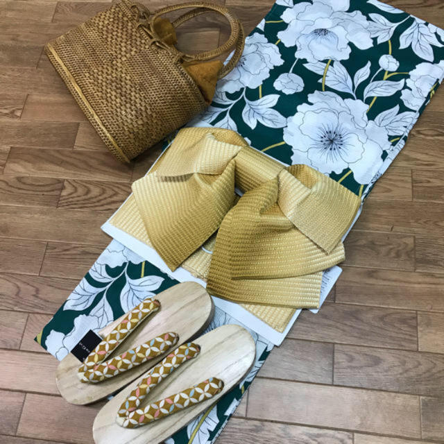 高級浴衣限定1セット!!ロイヤルグリーン4点セット☆今夏完売して柄☆早勝ちです☆