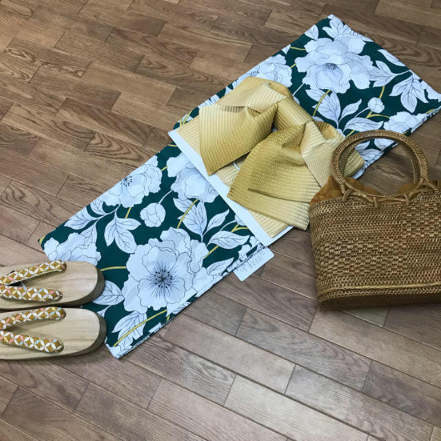 高級浴衣限定1セット!!ロイヤルグリーン4点セット☆今夏完売して柄☆早勝ちです☆
