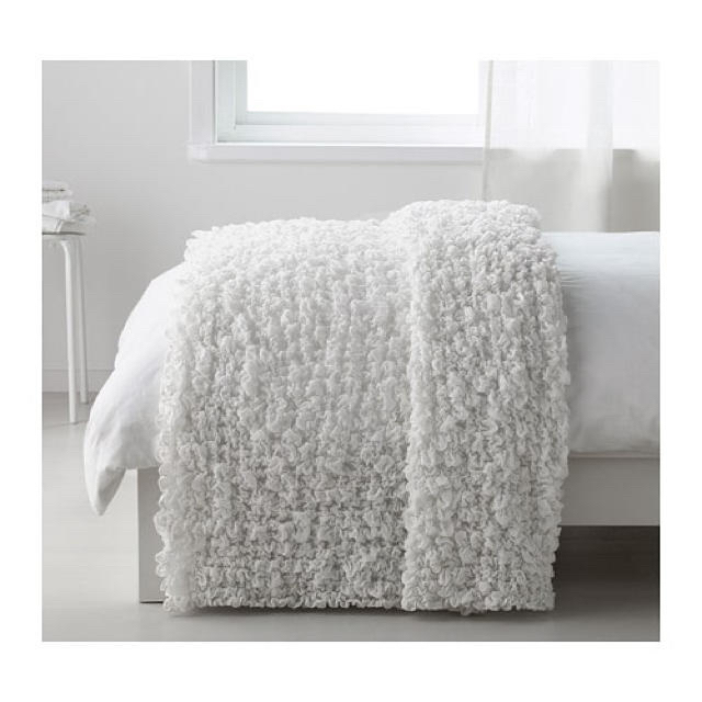 IKEA(イケア)の【ほつれ有り】OFELIA オフェーリア 毛布, ホワイト インテリア/住まい/日用品の寝具(毛布)の商品写真
