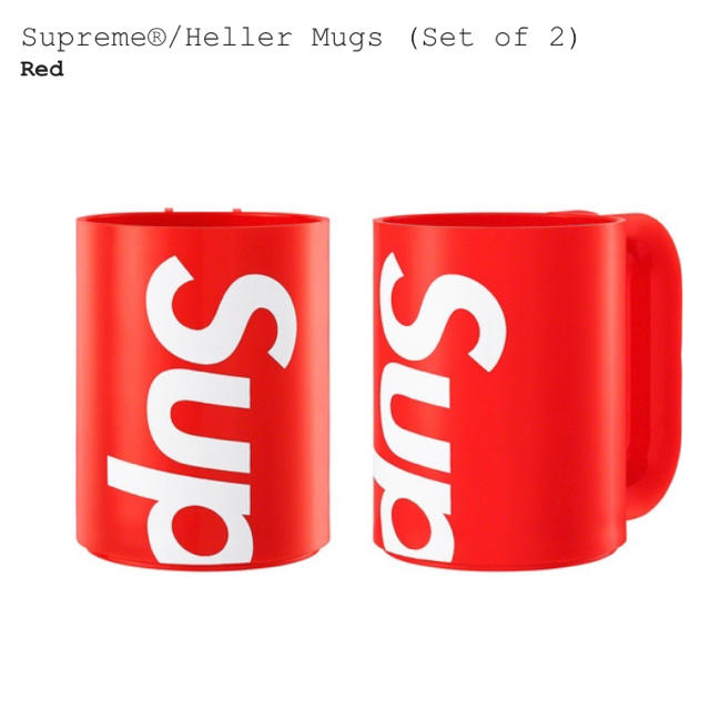 即納 Supreme Heller Mugs Red 納品書付 マグカップ