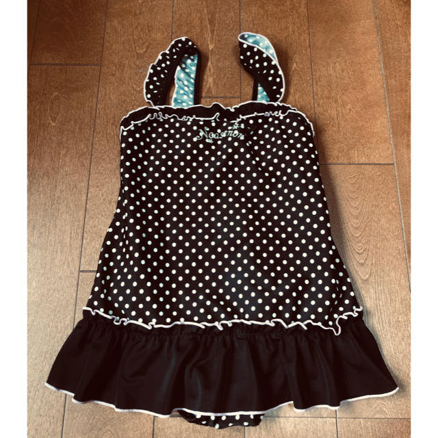 ドット柄黒水着 キッズ/ベビー/マタニティのキッズ服女の子用(90cm~)(水着)の商品写真