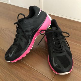 ナイキ(NIKE)のNIKE FITSOLE ナイキ ランニングスニーカー黒×ピンク 24.5cm(スニーカー)