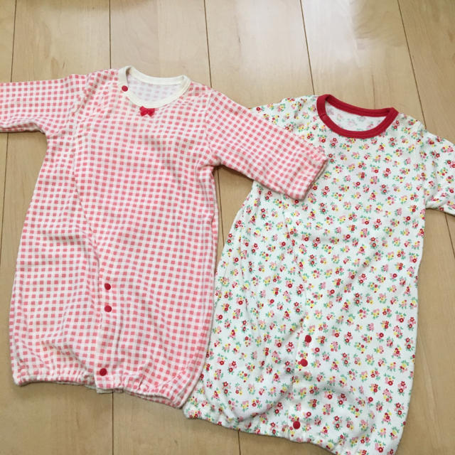 ドレスオール　ロンパース　50〜60 新生児　2枚セット キッズ/ベビー/マタニティのベビー服(~85cm)(ロンパース)の商品写真