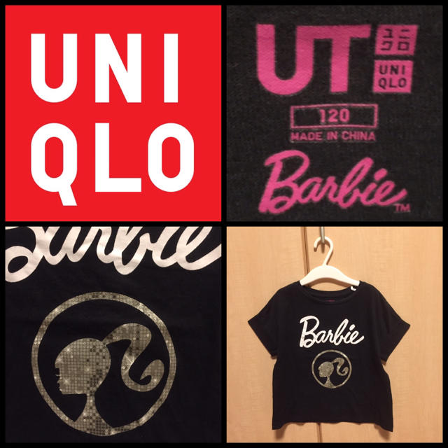 UNIQLO(ユニクロ)の【もも様専用☆】Barbie Tシャツ 120cm ブラック&ゴールド キッズ/ベビー/マタニティのキッズ服女の子用(90cm~)(Tシャツ/カットソー)の商品写真