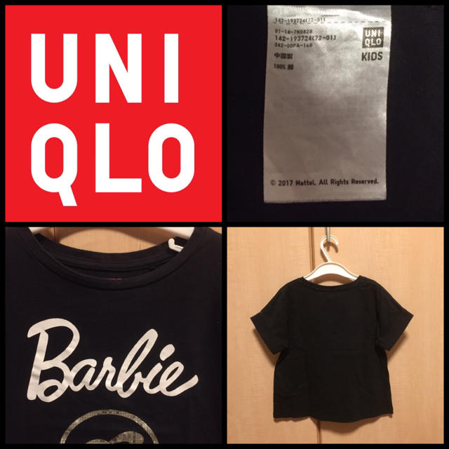 UNIQLO(ユニクロ)の【もも様専用☆】Barbie Tシャツ 120cm ブラック&ゴールド キッズ/ベビー/マタニティのキッズ服女の子用(90cm~)(Tシャツ/カットソー)の商品写真