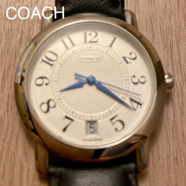 【美品】COACH コーチ メンズ本革腕時計 W523