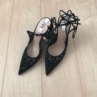 ザラ(ZARA)の早い者勝ちsale♡【美品】ZARA◆レオパード柄レースアップサンダル(サンダル)