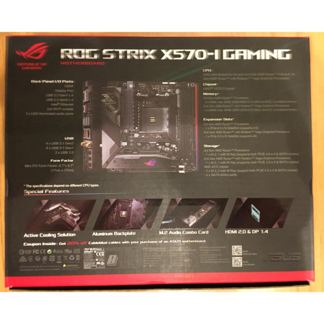 ASUS(エイスース)のASUS ROG STRIX X570-I GAMING マザーボード スマホ/家電/カメラのPC/タブレット(PCパーツ)の商品写真