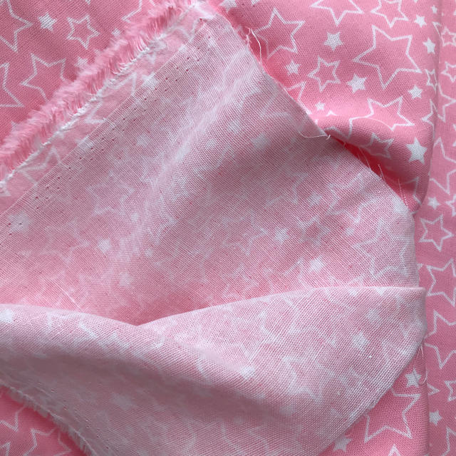 ダブルガーゼ 星柄 ピンク ハンドメイドの素材/材料(生地/糸)の商品写真