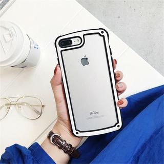 アップル(Apple)の【ホワイト】iphoneケース シンプル バイカラー(iPhoneケース)