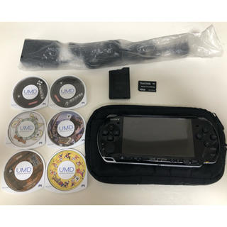 プレイステーションポータブル(PlayStation Portable)のPSP 本体 3000 ソフト6本 ポーチ メモリースティック8GB付き(携帯用ゲーム機本体)