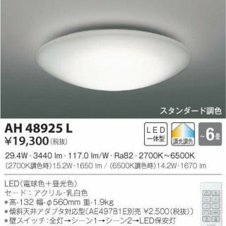 コイズミ(KOIZUMI)のコイズミ照明 AH48925L(天井照明)